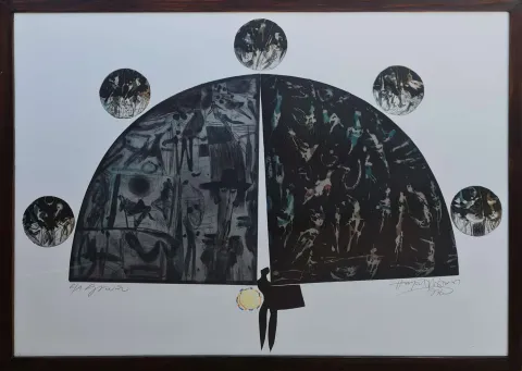 "İsimsiz" eseri HAYATİ MİSMAN tarafından 1996 yılında 66x99 cm ölçülerinde Gravür EA tekniği ile yapılmıştır.