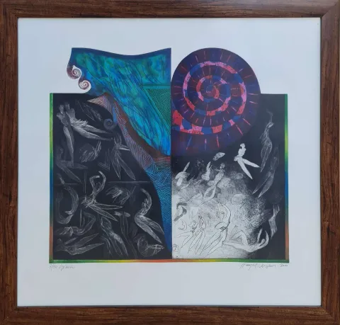 "İsimsiz" eseri HAYATİ MİSMAN tarafından 2000 yılında 66x69 cm ölçülerinde Gravür ..-50 tekniği ile yapılmıştır.