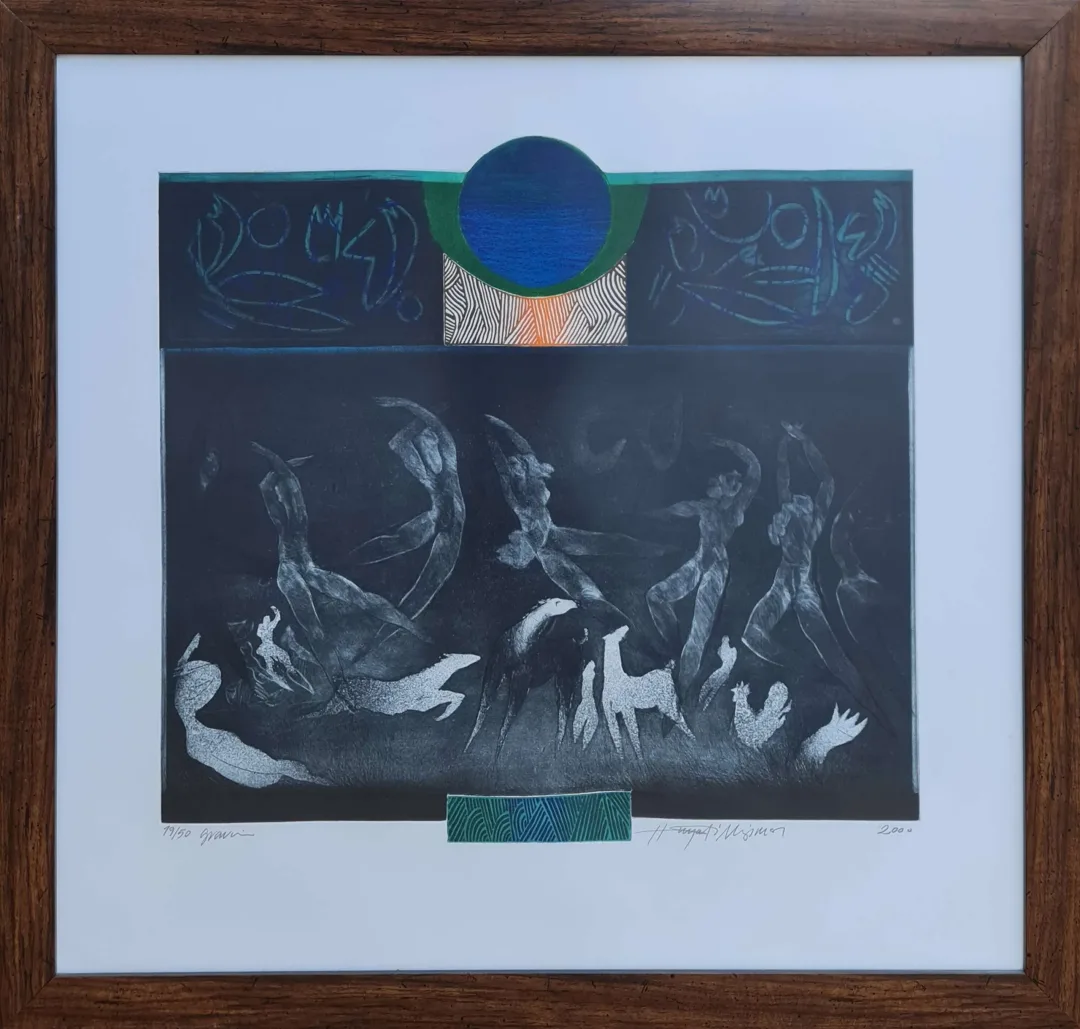 "İsimsiz" eseri HAYATİ MİSMAN tarafından 2000 yılında 66x69 cm ölçülerinde Gravür ..-50 tekniği ile yapılmıştır.