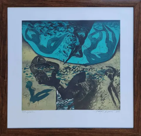 "İsimsiz" eseri HAYATİ MİSMAN tarafından 2006 yılında 66x69 cm ölçülerinde Gravür 10-50 tekniği ile yapılmıştır.