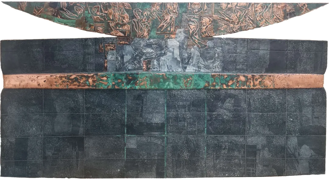 HAYATİ MİSMAN — “İsimsiz”, 2009 "İsimsiz" eseri HAYATİ MİSMAN tarafından 2009 yılında 120x220 cm ölçülerinde Metal tekniği ile yapılmıştır.