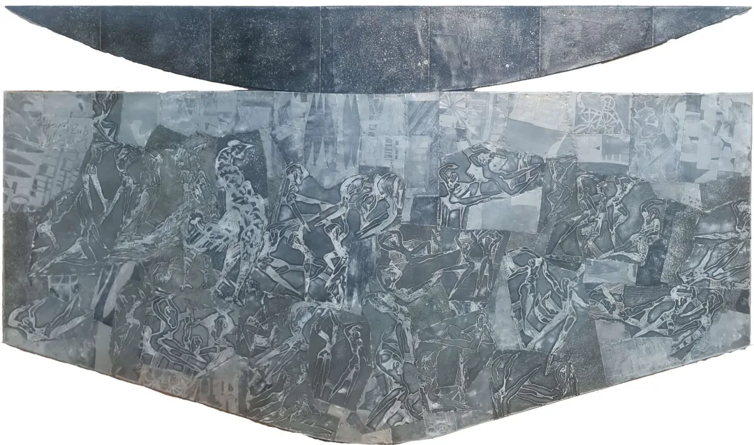 HAYATİ MİSMAN — “İsimsiz”, 2006 "İsimsiz" eseri HAYATİ MİSMAN tarafından 2006 yılında 130x220 cm ölçülerinde Metal tekniği ile yapılmıştır.