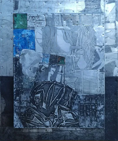 "İsimsiz" eseri HAYATİ MİSMAN tarafından 2009 yılında 54x44 cm ölçülerinde Metal tekniği ile yapılmıştır.