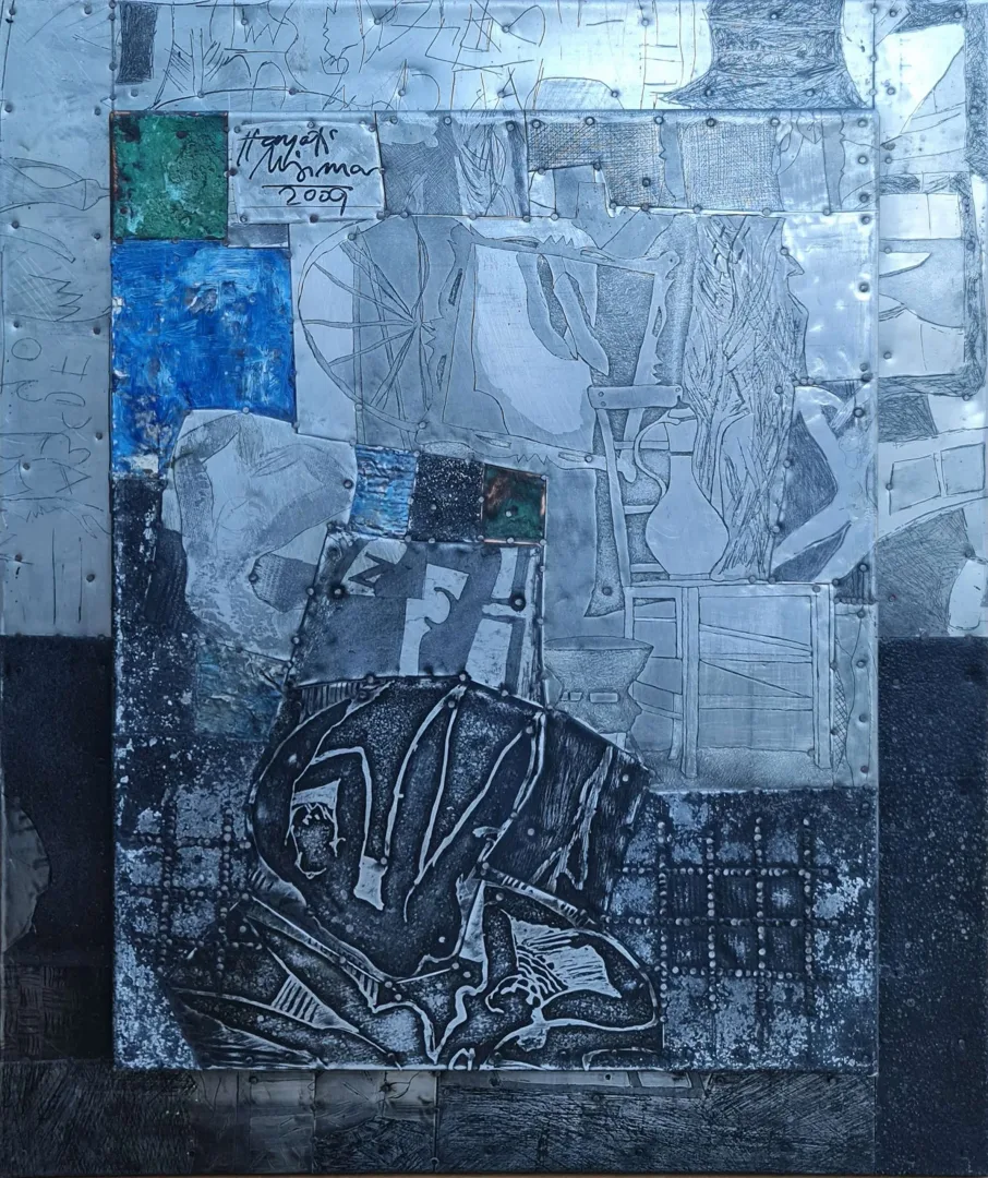 HAYATİ MİSMAN — “İsimsiz”, 2009 "İsimsiz" eseri HAYATİ MİSMAN tarafından 2009 yılında 54x44 cm ölçülerinde Metal tekniği ile yapılmıştır.
