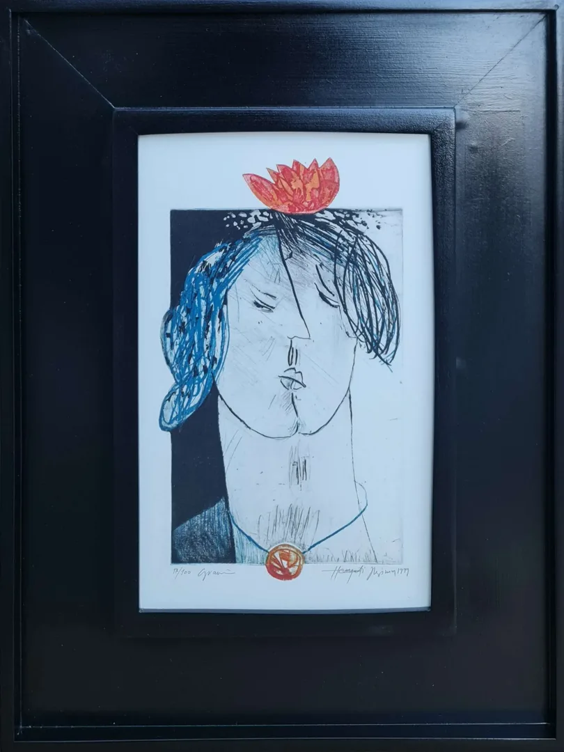 "İsimsiz" eseri HAYATİ MİSMAN tarafından 1999 yılında 34x21 cm ölçülerinde Gravür tekniği ile yapılmıştır.