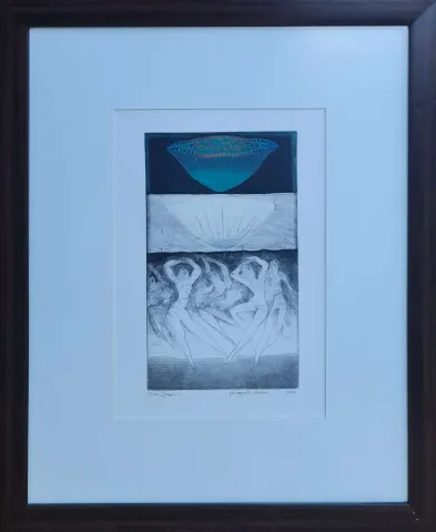 "İsimsiz" eseri HAYATİ MİSMAN tarafından 1999 yılında 33x22 cm ölçülerinde Gravür tekniği ile yapılmıştır.