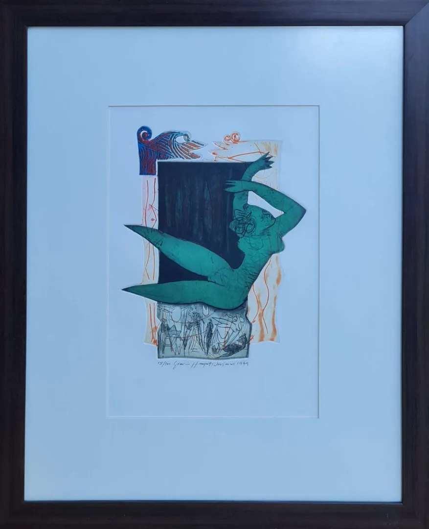 yakınlaştır "İsimsiz" eseri HAYATİ MİSMAN tarafından 1999 yılında 33x22 cm ölçülerinde Gravür tekniği ile yapılmıştır.