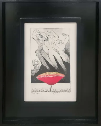 "İsimsiz" eseri HAYATİ MİSMAN tarafından 1999 yılında 33x22 cm ölçülerinde Gravür tekniği ile yapılmıştır.