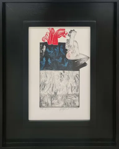 "İsimsiz" eseri HAYATİ MİSMAN tarafından 1999 yılında 33x22 cm ölçülerinde Gravür tekniği ile yapılmıştır.