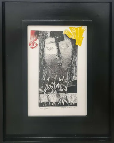 "İsimsiz" eseri HAYATİ MİSMAN tarafından 1999 yılında 33x22 cm ölçülerinde Gravür tekniği ile yapılmıştır.