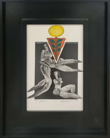 "İsimsiz" eseri HAYATİ MİSMAN tarafından 1999 yılında 33x22 cm ölçülerinde Gravür tekniği ile yapılmıştır.