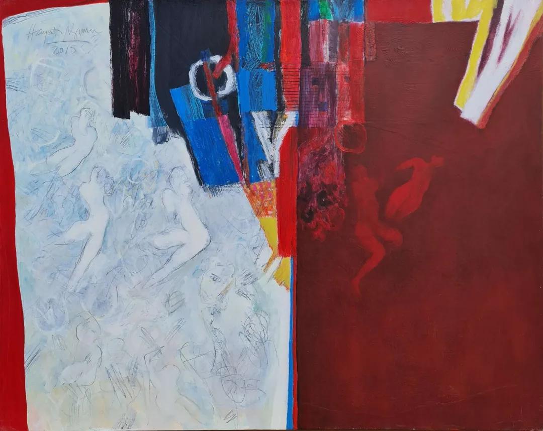 HAYATİ MİSMAN — “İsimsiz”, 2015 "İsimsiz" eseri HAYATİ MİSMAN tarafından 2015 yılında 100x130 cm ölçülerinde Tuval üzeri yağlı boya tekniği ile yapılmıştır.