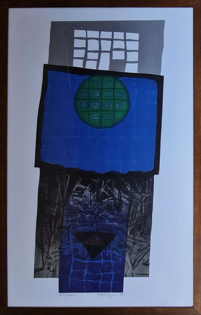 HAYATİ MİSMAN — “İsimsiz”, 1993 "İsimsiz" eseri HAYATİ MİSMAN tarafından 1993 yılında 129x79 cm ölçülerinde Gravür 7-20 tekniği ile yapılmıştır.