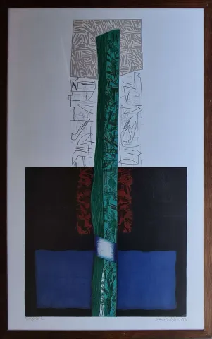 HAYATİ MİSMAN — “Untitled”, 1994 "İsimsiz" eseri HAYATİ MİSMAN tarafından 1994 yılında 129x79 cm ölçülerinde Gravür 10-20 tekniği ile yapılmıştır.
