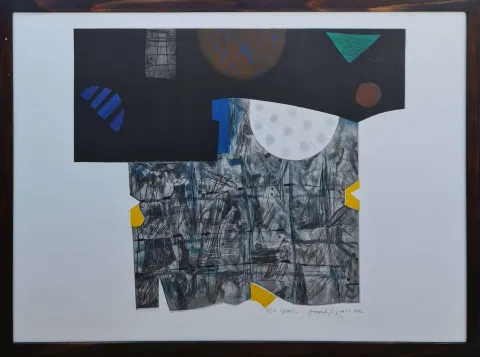 "İsimsiz" eseri HAYATİ MİSMAN tarafından 1996 yılında 66x99 cm ölçülerinde Gravür 2-50 tekniği ile yapılmıştır.