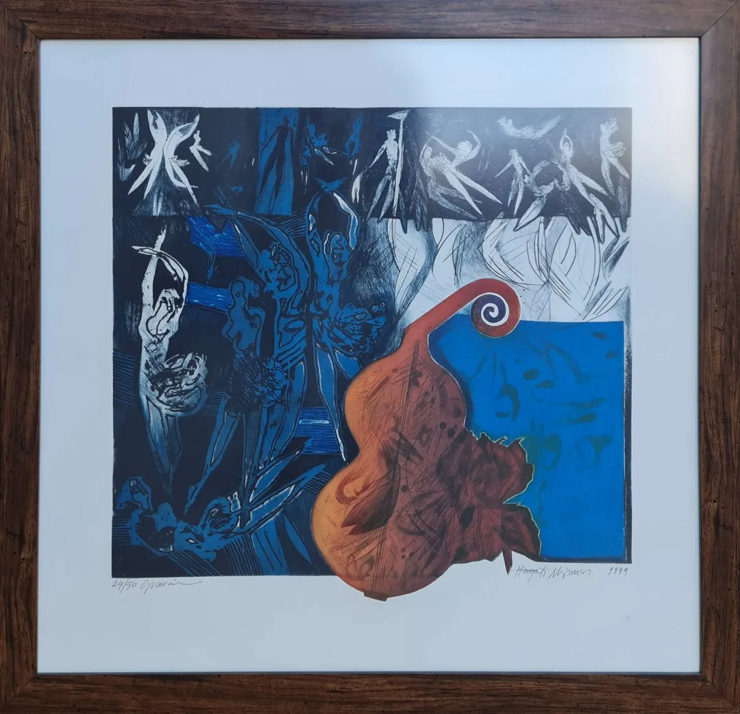 HAYATİ MİSMAN — “İsimsiz”, 1995 "İsimsiz" eseri HAYATİ MİSMAN tarafından 1995 yılında 66x69 cm ölçülerinde Gravür 2-50 tekniği ile yapılmıştır.