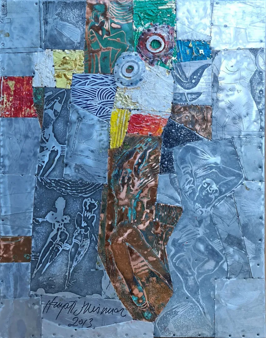 HAYATİ MİSMAN — “İsimsiz”, 2013 "İsimsiz" eseri HAYATİ MİSMAN tarafından 2013 yılında 45x36 cm ölçülerinde Metal tekniği ile yapılmıştır.