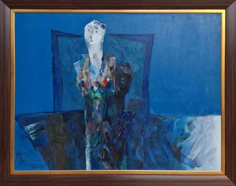 "İsimsiz" eseri HAYATİ MİSMAN tarafından 2007 yılında 100x130 cm ölçülerinde Tuval üzeri yağlı boya tekniği ile yapılmıştır.