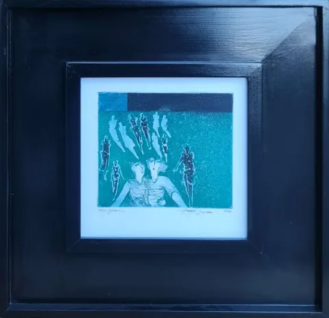 "İsimsiz" eseri HAYATİ MİSMAN tarafından 1999 yılında 20x20 cm ölçülerinde Gravür tekniği ile yapılmıştır.