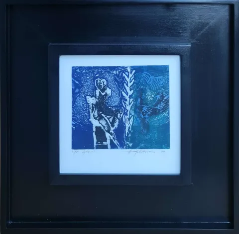 "İsimsiz" eseri HAYATİ MİSMAN tarafından 1999 yılında 20x20 cm ölçülerinde Gravür tekniği ile yapılmıştır.