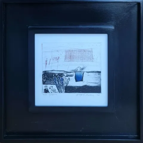 "İsimsiz" eseri HAYATİ MİSMAN tarafından 1999 yılında 20x20 cm ölçülerinde Gravür tekniği ile yapılmıştır.