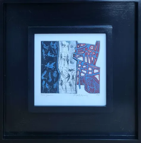 "İsimsiz" eseri HAYATİ MİSMAN tarafından 1999 yılında 20x20 cm ölçülerinde Gravür tekniği ile yapılmıştır.