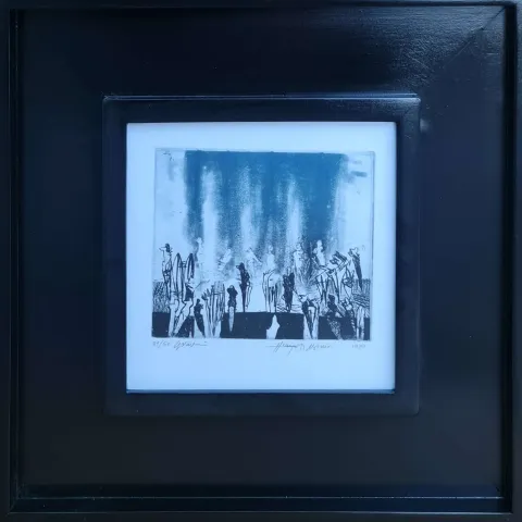 "İsimsiz" eseri HAYATİ MİSMAN tarafından 1999 yılında 20x20 cm ölçülerinde Gravür tekniği ile yapılmıştır.