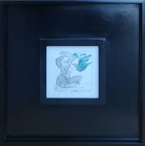 "İsimsiz" eseri HAYATİ MİSMAN tarafından 2014 yılında 14x14 cm ölçülerinde Gravür tekniği ile yapılmıştır.