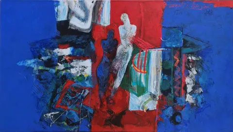 "İsimsiz" eseri HAYATİ MİSMAN tarafından 2018 yılında 73x128 cm ölçülerinde Tuval üzeri yağlı boya tekniği ile yapılmıştır.