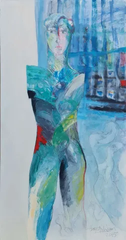 "İsimsiz" eseri HAYATİ MİSMAN tarafından 2015 yılında 125x70 cm ölçülerinde Tuval üzeri yağlı boya tekniği ile yapılmıştır.