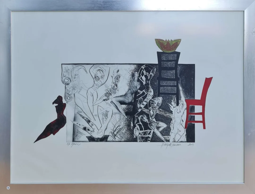 "İsimsiz" eseri HAYATİ MİSMAN tarafından 2009 yılında 68x93 cm ölçülerinde Gravür EA tekniği ile yapılmıştır.