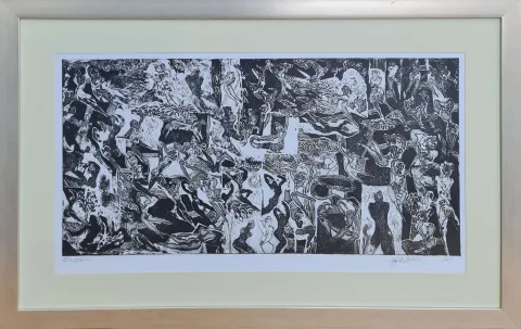 "İsimsiz" eseri HAYATİ MİSMAN tarafından 2012 yılında 55x102 cm ölçülerinde Gravür EA-2 tekniği ile yapılmıştır.