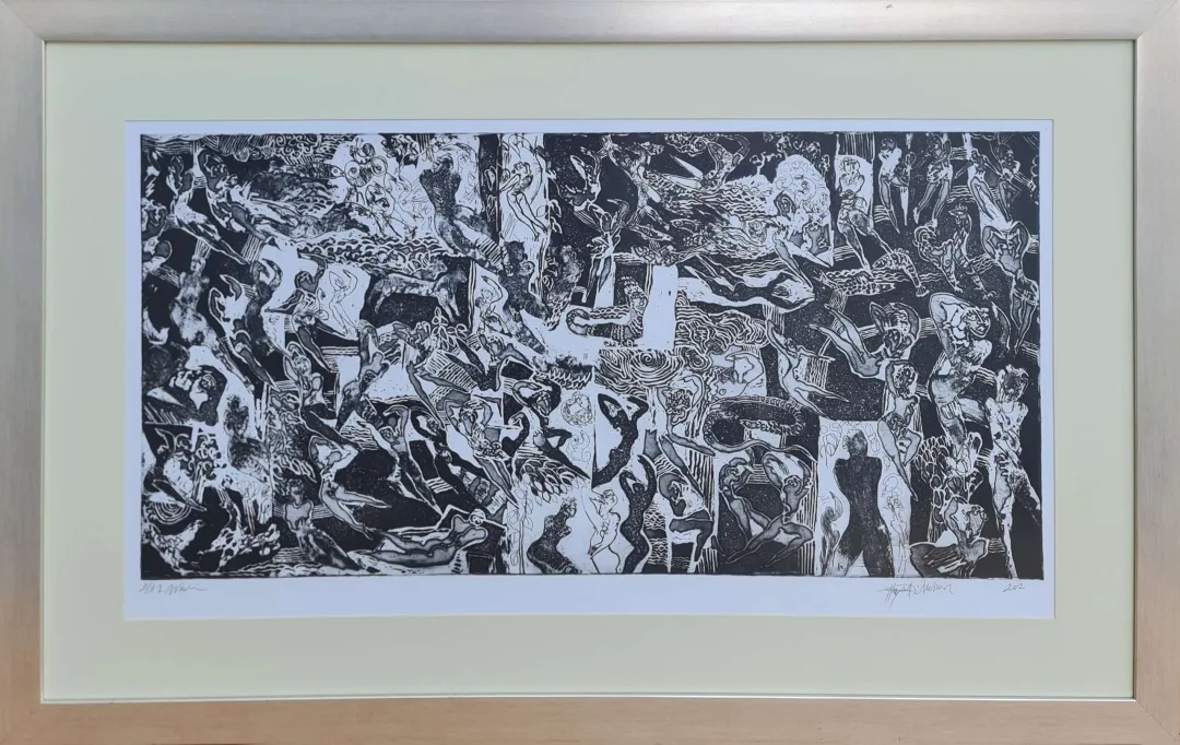 "İsimsiz" eseri HAYATİ MİSMAN tarafından 2012 yılında 55x102 cm ölçülerinde Gravür EA-2 tekniği ile yapılmıştır.