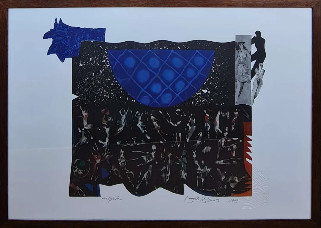 yakınlaştır "İsimsiz" eseri HAYATİ MİSMAN tarafından 1997 yılında 66x99 cm ölçülerinde Gravür 1-50 tekniği ile yapılmıştır.