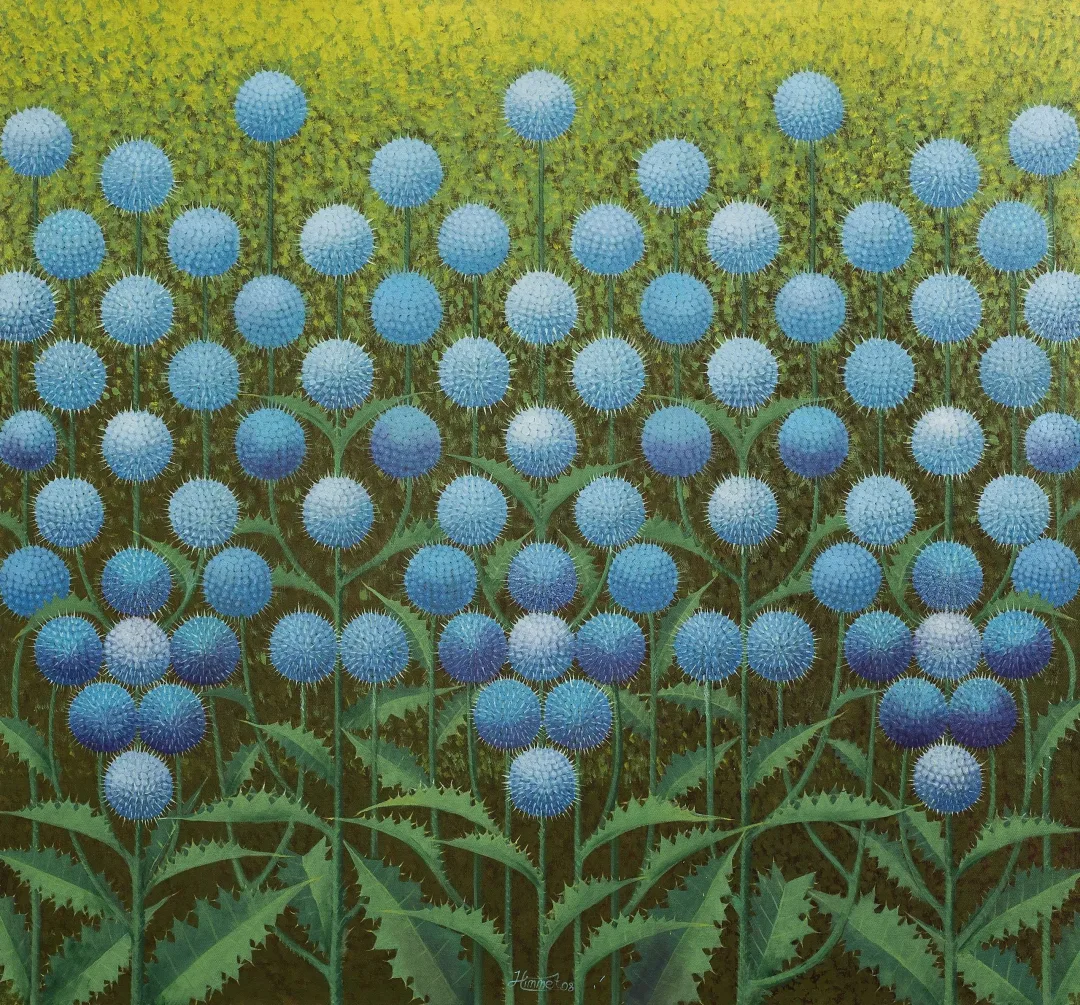 “Kompozisyon - ( Çakır Dikenler )” "Kompozisyon - ( Çakır Dikenler )" eseri 90x97 cm ölçülerinde Tuval üzeri akrilik boya tekniği ile yapılmıştır.