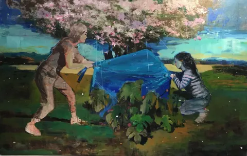 İSA JABBARİ — “Başkaları”, 2022 "Başkaları" eseri İSA JABBARİ tarafından 2022 yılında 125x195 cm ölçülerinde Tuval üzeri akrilik boya tekniği ile yapılmıştır.