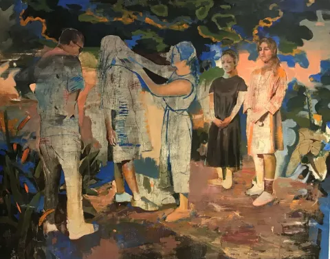 İSA JABBARİ — “Başkaları”, 2022 "Başkaları" eseri İSA JABBARİ tarafından 2022 yılında 140x180 cm ölçülerinde Tuval üzeri akrilik boya tekniği ile yapılmıştır.