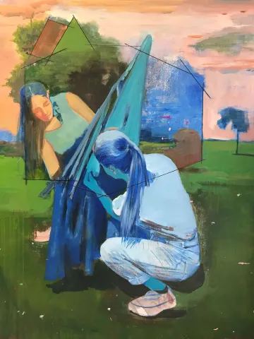 İSA JABBARİ — “Başkaları”, 2022 "Başkaları" eseri İSA JABBARİ tarafından 2022 yılında 140x120 cm ölçülerinde Tuval üzeri akrilik boya tekniği ile yapılmıştır.