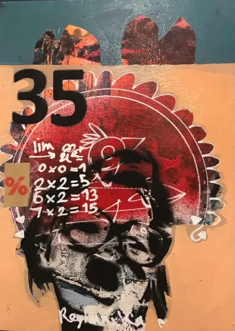 MEHDİ REYHANİ — “Parçalanmış kimlik”, 2022 "Parçalanmış kimlik" eseri MEHDİ REYHANİ tarafından 2022 yılında 35x25 cm ölçülerinde Tuval üzeri karışık teknik tekniği ile yapılmıştır.