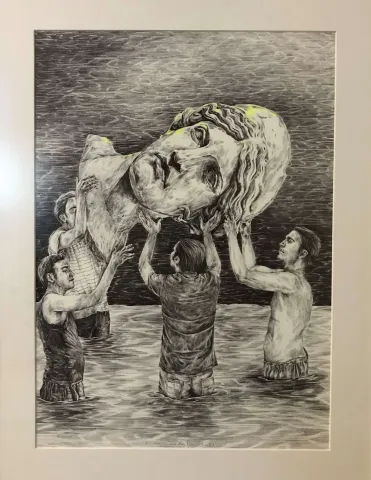 SAEED NODEHİ — “Fantezi”, 2022 "Fantezi" eseri SAEED NODEHİ tarafından 2022 yılında 70x50 cm ölçülerinde Kağıt üzeri Tükenmez Kalem tekniği ile yapılmıştır.