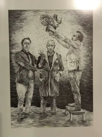 SAEED NODEHİ — “Fantezi”, 2022 "Fantezi" eseri SAEED NODEHİ tarafından 2022 yılında 70x50 cm ölçülerinde Kağıt üzeri Tükenmez Kalem tekniği ile yapılmıştır.