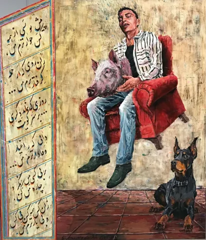 SAEED NODEHİ — “Fantezi”, 2021 "Fantezi" eseri SAEED NODEHİ tarafından 2021 yılında 220x190 cm ölçülerinde Tuval üzeri akrilik boya tekniği ile yapılmıştır.