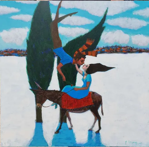 Bu eser KADİR ÖZTOPRAK tarafından 2021 yılında 60x60 cm ölçülerinde Tuval üzeri akrilik boya tekniği ile yapılmıştır.