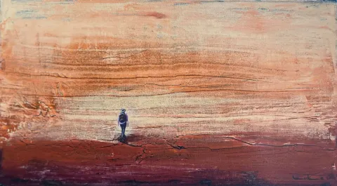 "Nereye" eseri LÜTFÜ KAPLANOĞLU tarafından 2021 yılında 43x82 cm ölçülerinde Tuval üzeri akrilik boya tekniği ile yapılmıştır.