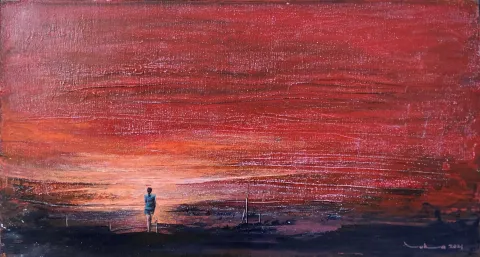 "Tan" eseri LÜTFÜ KAPLANOĞLU tarafından 2021 yılında 43x82 cm ölçülerinde Tuval üzeri akrilik boya tekniği ile yapılmıştır.