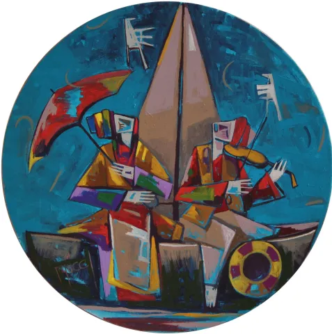 MEHMET YÜCEL — “İsimsiz”, 2022 "İsimsiz" eseri MEHMET YÜCEL tarafından 2022 yılında 40x40 cm ölçülerinde Tuval üzeri akrilik boya tekniği ile yapılmıştır.