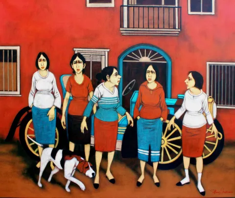 Bu eser ORHAN UMUT tarafından 2021 yılında 90x120 cm ölçülerinde Tuval üzeri akrilik boya tekniği ile yapılmıştır.