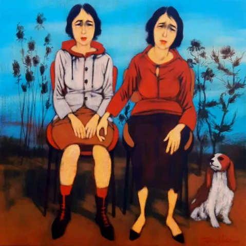 "Hemhal" eseri ORHAN UMUT tarafından 2021 yılında 60x60 cm ölçülerinde Tuval üzeri akrilik boya tekniği ile yapılmıştır.