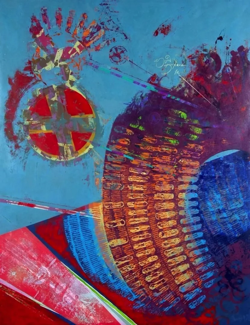 ENGİN KORKMAZ — “İsimsiz”, 2012 "İsimsiz" eseri ENGİN KORKMAZ tarafından 2012 yılında 180x140 cm ölçülerinde Tuval üzeri akrilik boya tekniği ile yapılmıştır.