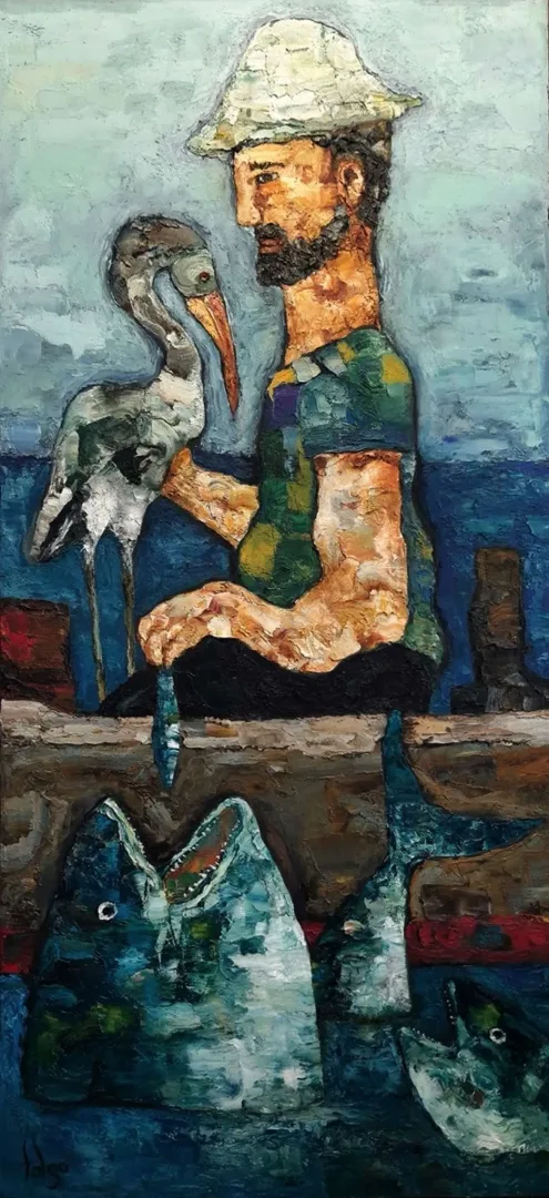 MURAT TOLGA — “İsimsiz”, 2021 "İsimsiz" eseri MURAT TOLGA tarafından 2021 yılında 150x70 cm ölçülerinde Tuval üzeri yağlı boya tekniği ile yapılmıştır.